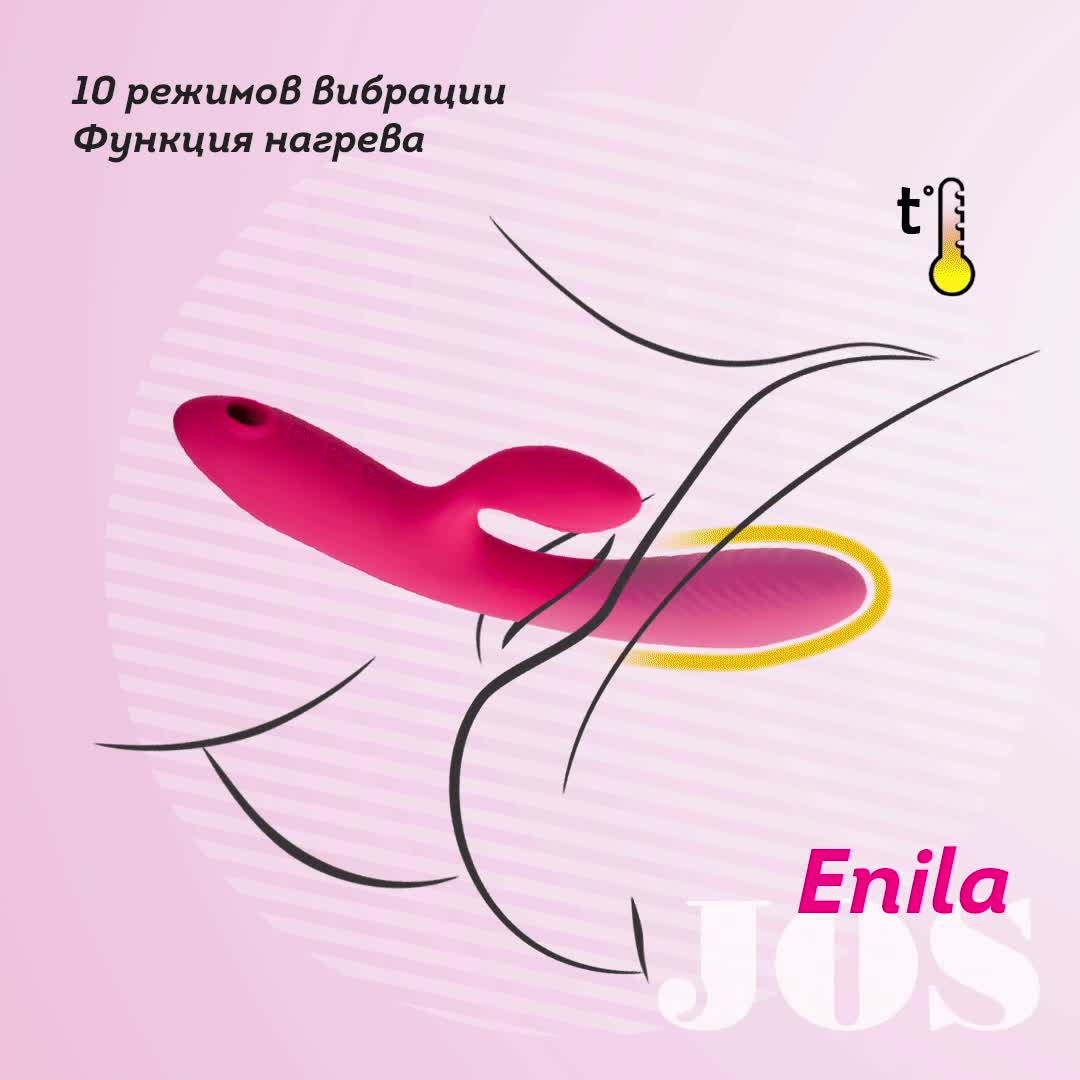 Видеообзор товара: Вибратор-кролик «Enila» с вакуум-волновой стимуляцией, цвет розовый, JOS 783036