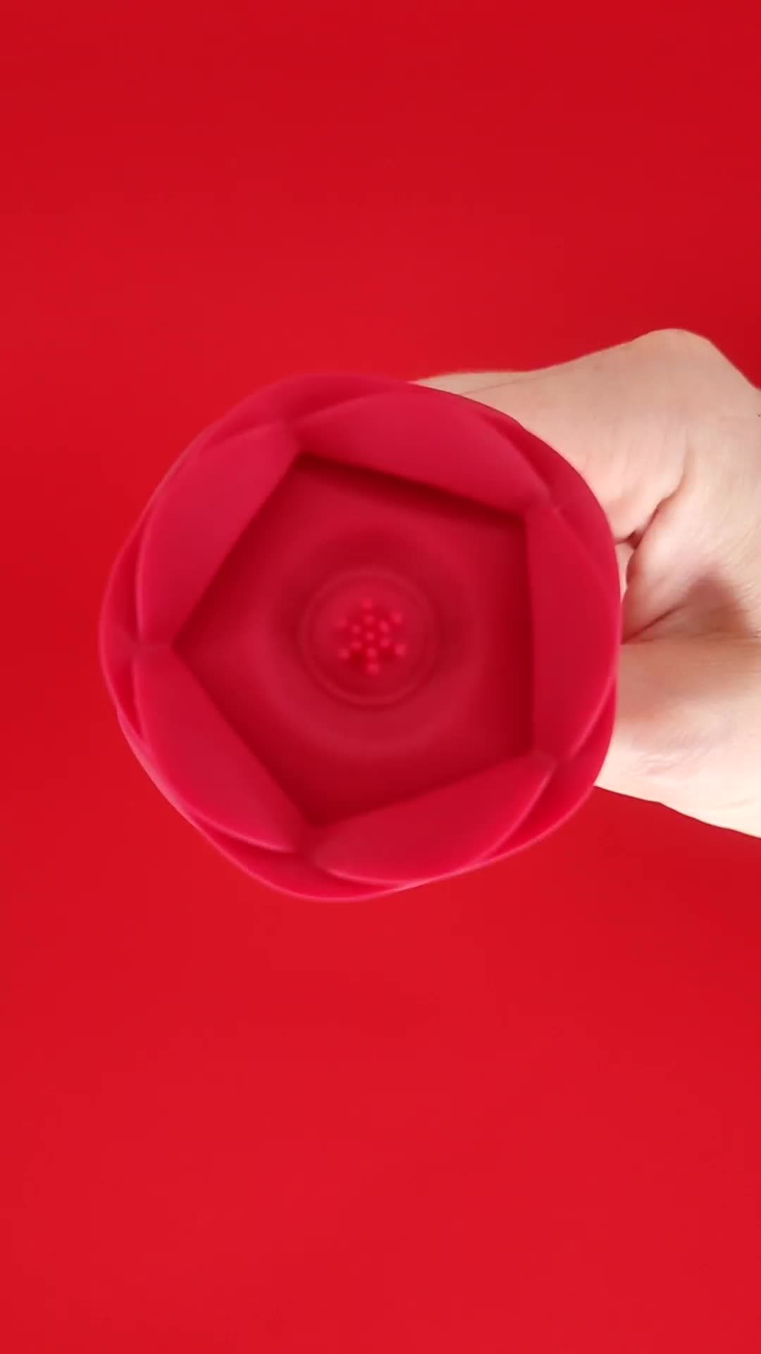 Видеообзор товара: Вибромассажер-роза с эффектом вакуума, цвет малиновый, Viva Rose Toys RT-34015